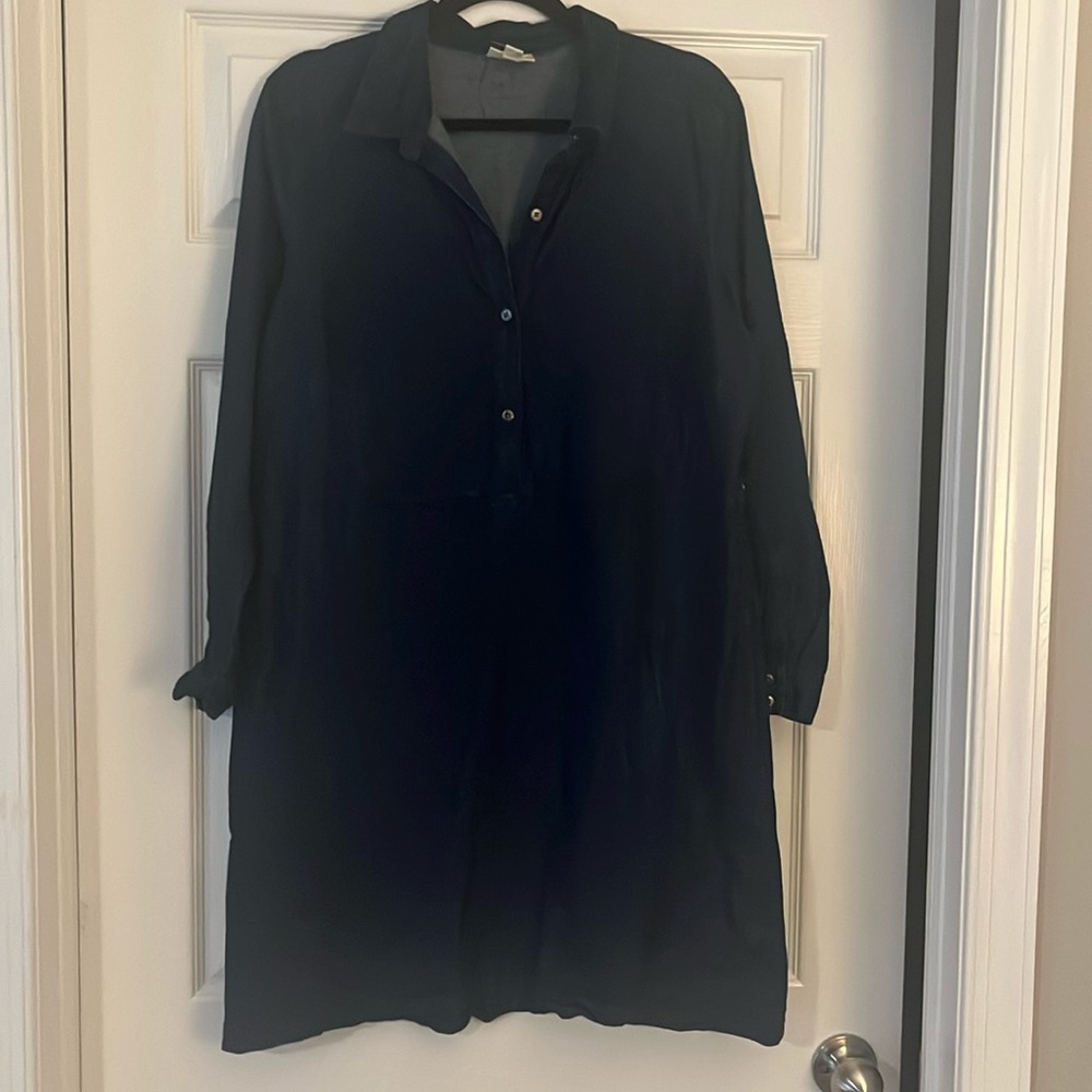 J JILL XL petite, long sleeve dark denim dress